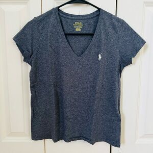 Ralph Lauren Polo V neck Womens Shirt Dark Grey Size S
